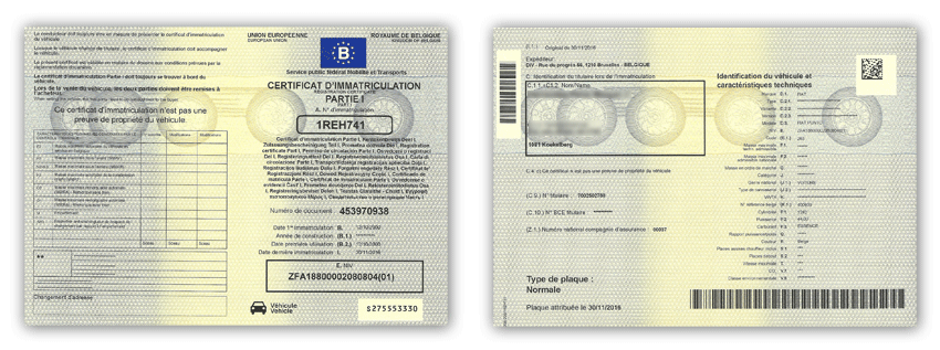 Certification d'immatriculation