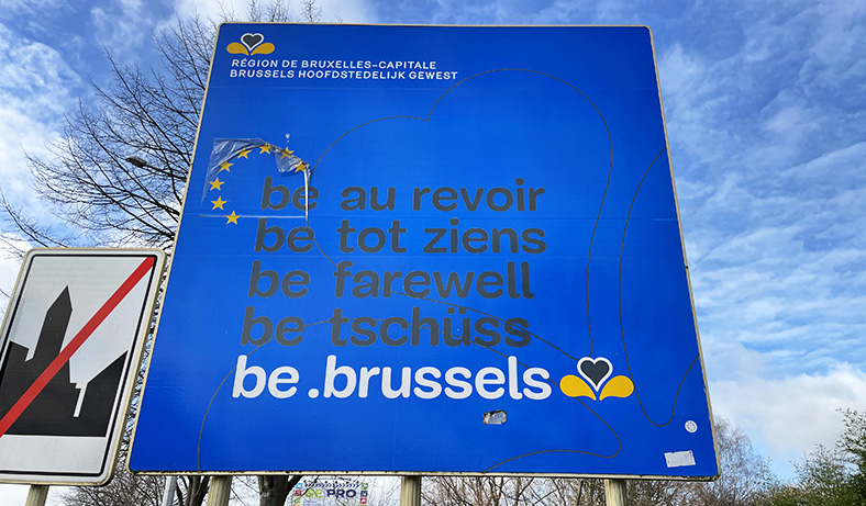 panneau "au revoir" Bruxelles