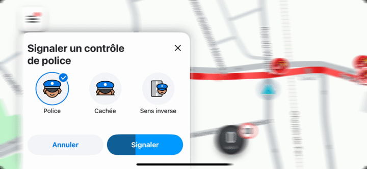 controle police sur Waze